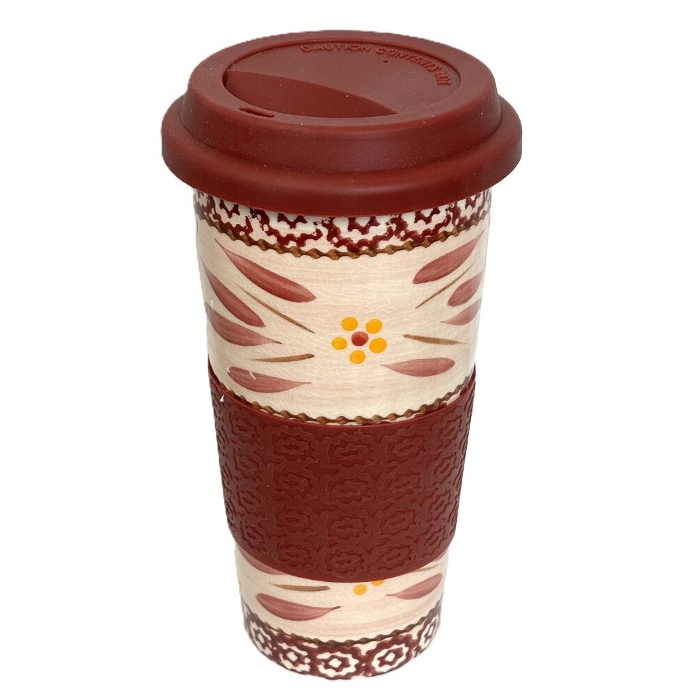 Temp-tations by Tara Old World Cranberry Ceramic Travel Mug Tumbler